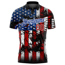Charger l'image dans la galerie, Custom Black Red-Royal 3D Eagle American Flag Performance Golf Polo Shirt