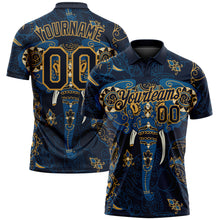 Загрузить изображение в средство просмотра галереи, Custom Navy Old Gold 3D Pattern Design Elephant Performance Golf Polo Shirt