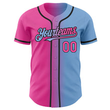 Laden Sie das Bild in den Galerie-Viewer, Custom Light Blue Pink-Black Authentic Gradient Fashion Baseball Jersey