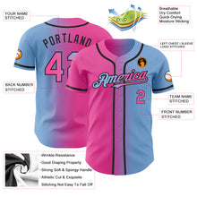 Laden Sie das Bild in den Galerie-Viewer, Custom Light Blue Pink-Black Authentic Gradient Fashion Baseball Jersey