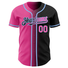 Загрузить изображение в средство просмотра галереи, Custom Black Pink-Light Blue Authentic Gradient Fashion Baseball Jersey