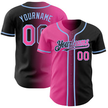 Загрузить изображение в средство просмотра галереи, Custom Black Pink-Light Blue Authentic Gradient Fashion Baseball Jersey