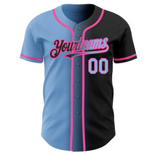 Загрузить изображение в средство просмотра галереи, Custom Black Light Blue-Pink Authentic Gradient Fashion Baseball Jersey