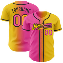 Загрузить изображение в средство просмотра галереи, Custom Yellow Pink-Black Authentic Gradient Fashion Baseball Jersey