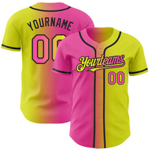 Загрузить изображение в средство просмотра галереи, Custom Neon Yellow Pink-Black Authentic Gradient Fashion Baseball Jersey