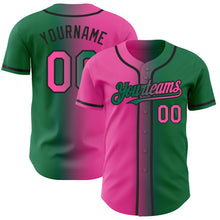 Load image into Gallery viewer, Custom Kelly Green Pink-Black Authentic Gradient Fashion Baseball Jersey
