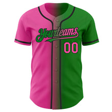 Load image into Gallery viewer, Custom Grass Green Pink-Black Authentic Gradient Fashion Baseball Jersey