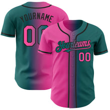 Загрузить изображение в средство просмотра галереи, Custom Teal Pink-Black Authentic Gradient Fashion Baseball Jersey