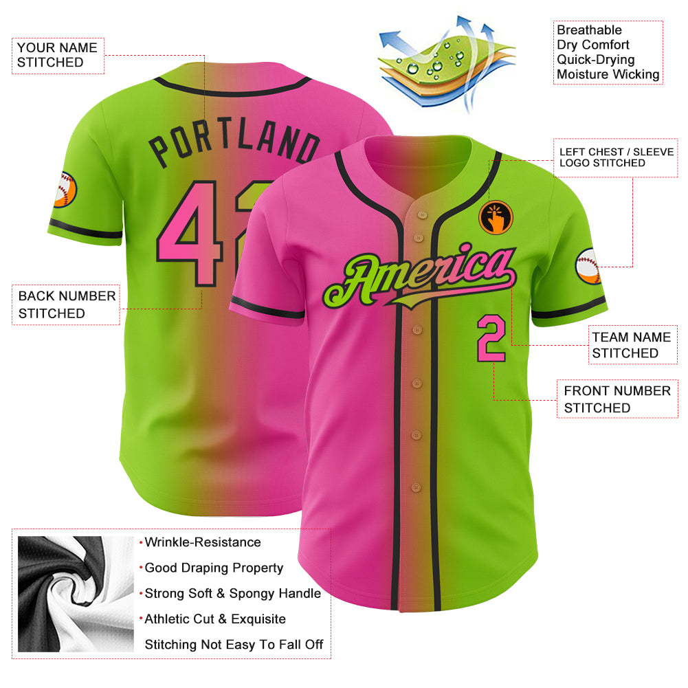 Cheap Custom Neon Green Pink-Black Authentic Gradient Fashion Baseball  Jersey Free Shipping – CustomJerseysPro