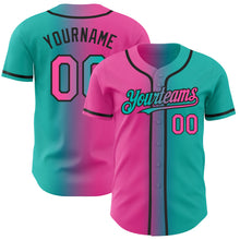 Загрузить изображение в средство просмотра галереи, Custom Aqua Pink-Black Authentic Gradient Fashion Baseball Jersey