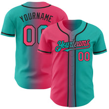 Загрузить изображение в средство просмотра галереи, Custom Aqua Neon Pink-Black Authentic Gradient Fashion Baseball Jersey