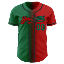 Загрузить изображение в средство просмотра галереи, Custom Red Kelly Green-Black Authentic Gradient Fashion Baseball Jersey