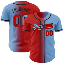 Charger l'image dans la galerie, Custom Light Blue Red-Black Authentic Gradient Fashion Baseball Jersey