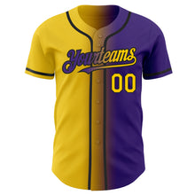 Load image into Gallery viewer, Custom Purple Yellow-Black Authentic Gradient Fashion Baseball Jersey