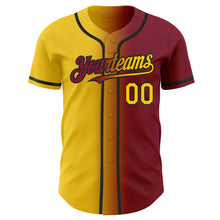 Загрузить изображение в средство просмотра галереи, Custom Crimson Yellow-Black Authentic Gradient Fashion Baseball Jersey