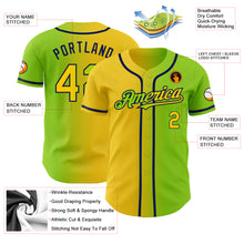 Load image into Gallery viewer, Custom Neon Green Yellow-Navy Authentic Gradient Fashion Baseball Jersey