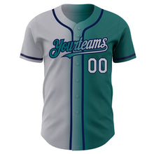 Загрузить изображение в средство просмотра галереи, Custom Teal Gray-Navy Authentic Gradient Fashion Baseball Jersey
