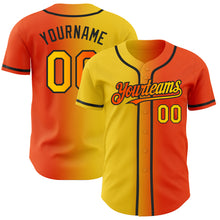 Laden Sie das Bild in den Galerie-Viewer, Custom Orange Yellow-Black Authentic Gradient Fashion Baseball Jersey