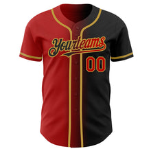 Charger l'image dans la galerie, Custom Black Red-Old Gold Authentic Gradient Fashion Baseball Jersey