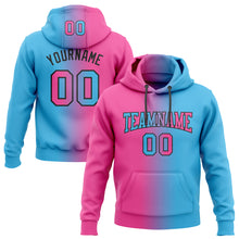 Загрузить изображение в средство просмотра галереи, Custom Stitched Sky Blue Pink-Black Gradient Fashion Sports Pullover Sweatshirt Hoodie
