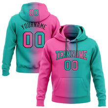 Загрузить изображение в средство просмотра галереи, Custom Stitched Aqua Pink-Black Gradient Fashion Sports Pullover Sweatshirt Hoodie