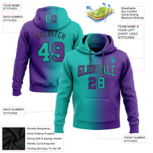 Загрузить изображение в средство просмотра галереи, Custom Stitched Purple Aqua-Black Gradient Fashion Sports Pullover Sweatshirt Hoodie