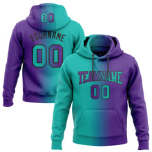 Загрузить изображение в средство просмотра галереи, Custom Stitched Purple Aqua-Black Gradient Fashion Sports Pullover Sweatshirt Hoodie