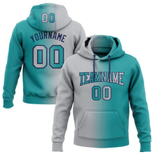Загрузить изображение в средство просмотра галереи, Custom Stitched Teal Gray-Navy Gradient Fashion Sports Pullover Sweatshirt Hoodie