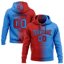Загрузить изображение в средство просмотра галереи, Custom Stitched Powder Blue Red-Navy Gradient Fashion Sports Pullover Sweatshirt Hoodie