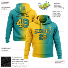 Загрузить изображение в средство просмотра галереи, Custom Stitched Teal Yellow-Black Gradient Fashion Sports Pullover Sweatshirt Hoodie