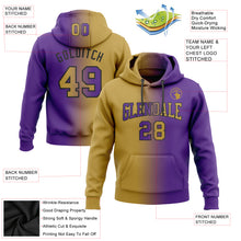 Laden Sie das Bild in den Galerie-Viewer, Custom Stitched Purple Old Gold-Black Gradient Fashion Sports Pullover Sweatshirt Hoodie