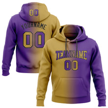 Laden Sie das Bild in den Galerie-Viewer, Custom Stitched Purple Old Gold-Black Gradient Fashion Sports Pullover Sweatshirt Hoodie