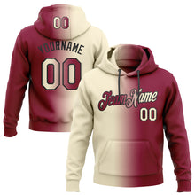 Загрузить изображение в средство просмотра галереи, Custom Stitched Maroon Cream-Black Gradient Fashion Sports Pullover Sweatshirt Hoodie