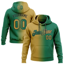 Load image into Gallery viewer, Custom Stitched Kelly Green Old Gold-Black Gradient Fashion Sports Pullover Sweatshirt Hoodie