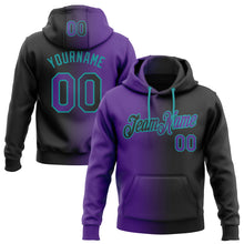 Загрузить изображение в средство просмотра галереи, Custom Stitched Black Purple-Teal Gradient Fashion Sports Pullover Sweatshirt Hoodie