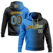 Загрузить изображение в средство просмотра галереи, Custom Stitched Black Powder Blue-Gold Gradient Fashion Sports Pullover Sweatshirt Hoodie