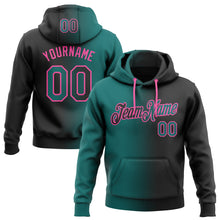 Load image into Gallery viewer, Custom Stitched Black Teal-Pink Gradient Fashion Sports Pullover Sweatshirt Hoodie
