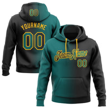 Загрузить изображение в средство просмотра галереи, Custom Stitched Black Teal-Gold Gradient Fashion Sports Pullover Sweatshirt Hoodie