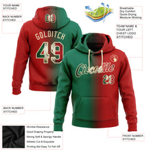 Загрузить изображение в средство просмотра галереи, Custom Stitched Red Vintage Mexican Flag Kelly Green-City Cream Gradient Fashion Sports Pullover Sweatshirt Hoodie