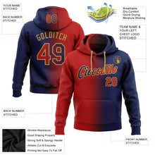Load image into Gallery viewer, Custom Stitched Navy Red-Old Gold Gradient Fashion Sports Pullover Sweatshirt Hoodie