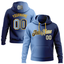 Загрузить изображение в средство просмотра галереи, Custom Stitched Navy Light Blue-Gold Gradient Fashion Sports Pullover Sweatshirt Hoodie