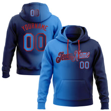 Загрузить изображение в средство просмотра галереи, Custom Stitched Navy Powder Blue-Red Gradient Fashion Sports Pullover Sweatshirt Hoodie