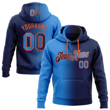 Загрузить изображение в средство просмотра галереи, Custom Stitched Navy Powder Blue-Orange Gradient Fashion Sports Pullover Sweatshirt Hoodie