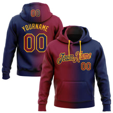 Загрузить изображение в средство просмотра галереи, Custom Stitched Navy Maroon-Gold Gradient Fashion Sports Pullover Sweatshirt Hoodie