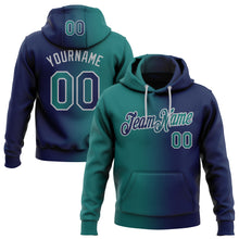 Загрузить изображение в средство просмотра галереи, Custom Stitched Navy Teal-Gray Gradient Fashion Sports Pullover Sweatshirt Hoodie