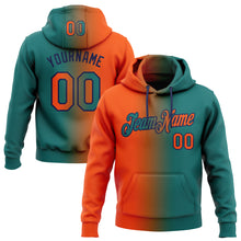 Charger l'image dans la galerie, Custom Stitched Teal Orange-Navy Gradient Fashion Sports Pullover Sweatshirt Hoodie