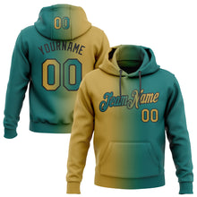 Загрузить изображение в средство просмотра галереи, Custom Stitched Teal Old Gold-Black Gradient Fashion Sports Pullover Sweatshirt Hoodie