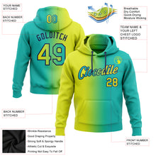 Загрузить изображение в средство просмотра галереи, Custom Stitched Aqua Neon Yellow-Navy Gradient Fashion Sports Pullover Sweatshirt Hoodie