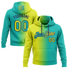 Загрузить изображение в средство просмотра галереи, Custom Stitched Aqua Neon Yellow-Navy Gradient Fashion Sports Pullover Sweatshirt Hoodie
