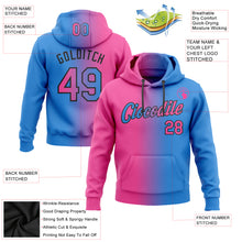 Загрузить изображение в средство просмотра галереи, Custom Stitched Powder Blue Pink-Black Gradient Fashion Sports Pullover Sweatshirt Hoodie